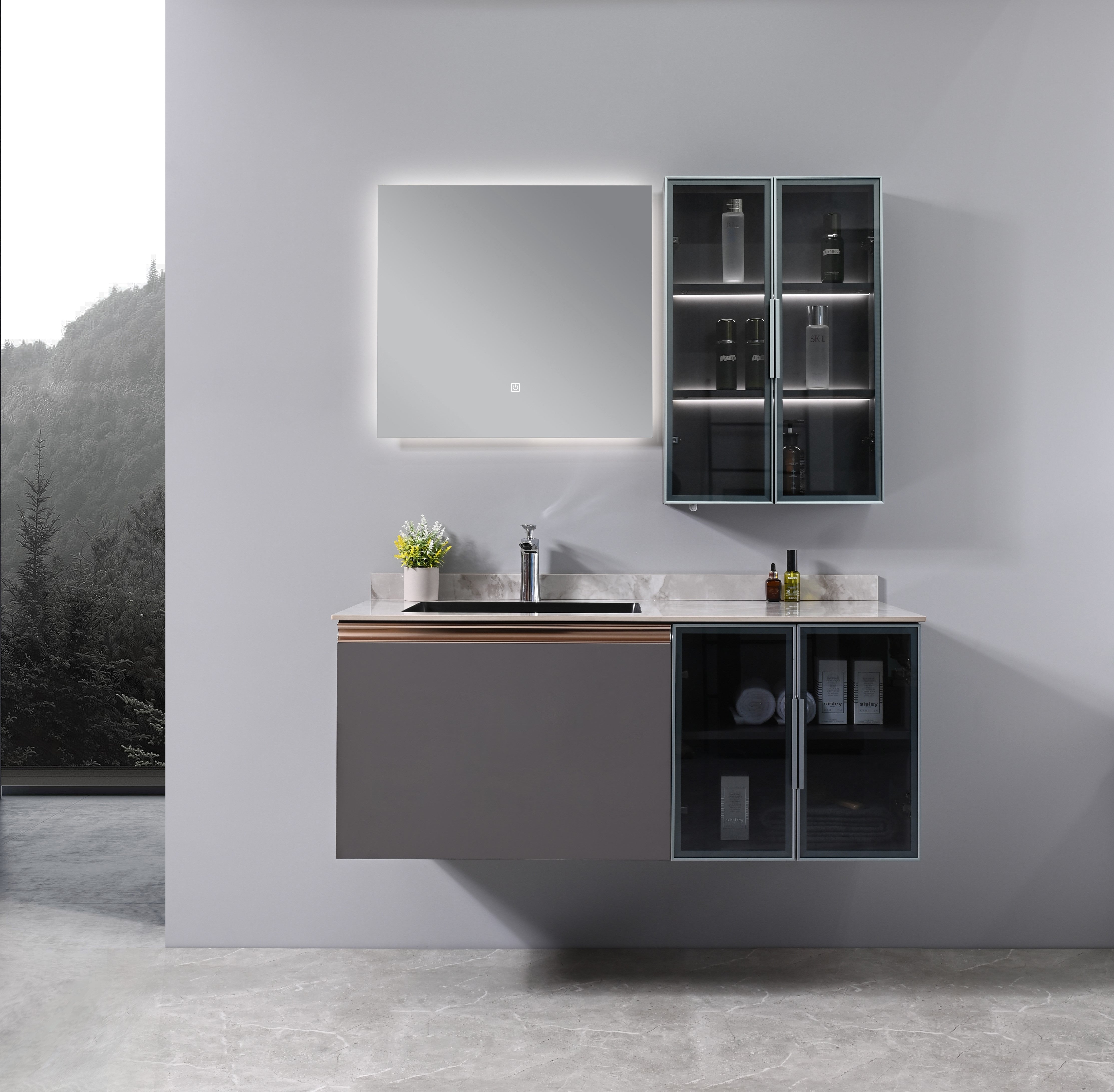 Vanité-Lavabo Eleganza 48" Gris